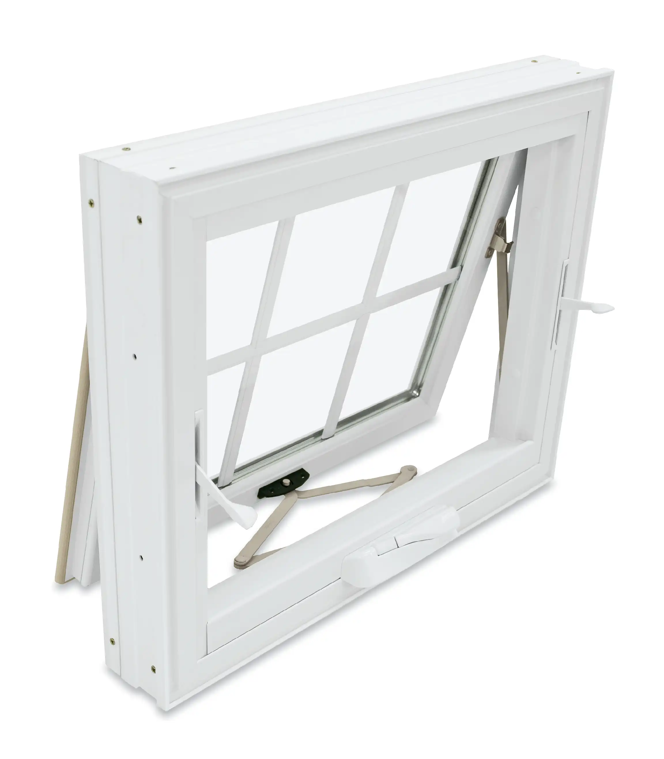 Image of an opened white Marvin Replacement Awning window.