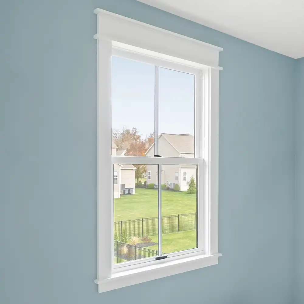 Interior view of a white Marvin Replacement single hung window.
