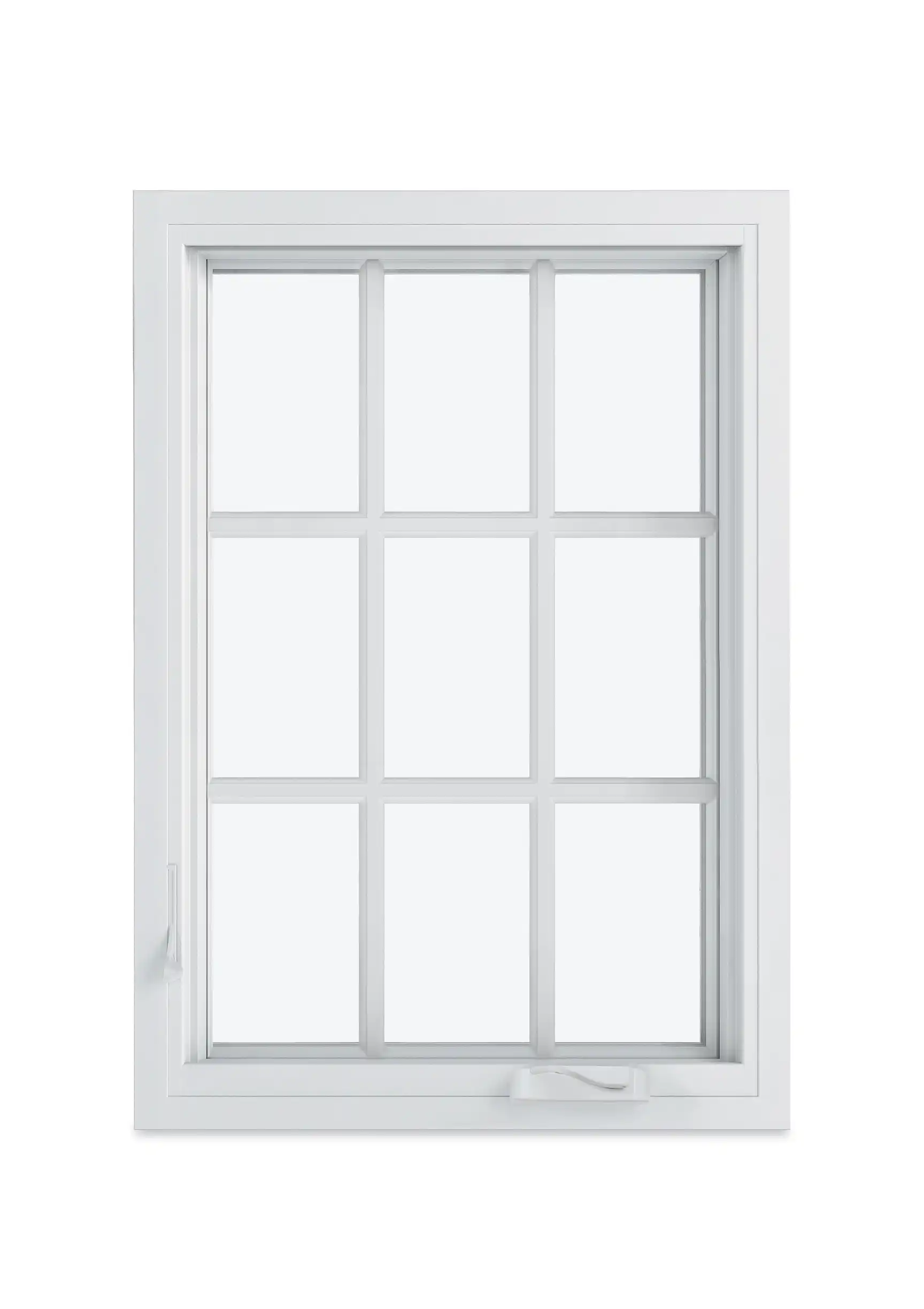 A white Marvin Replacement Casement window with a standard rectangular divided lite pattern.