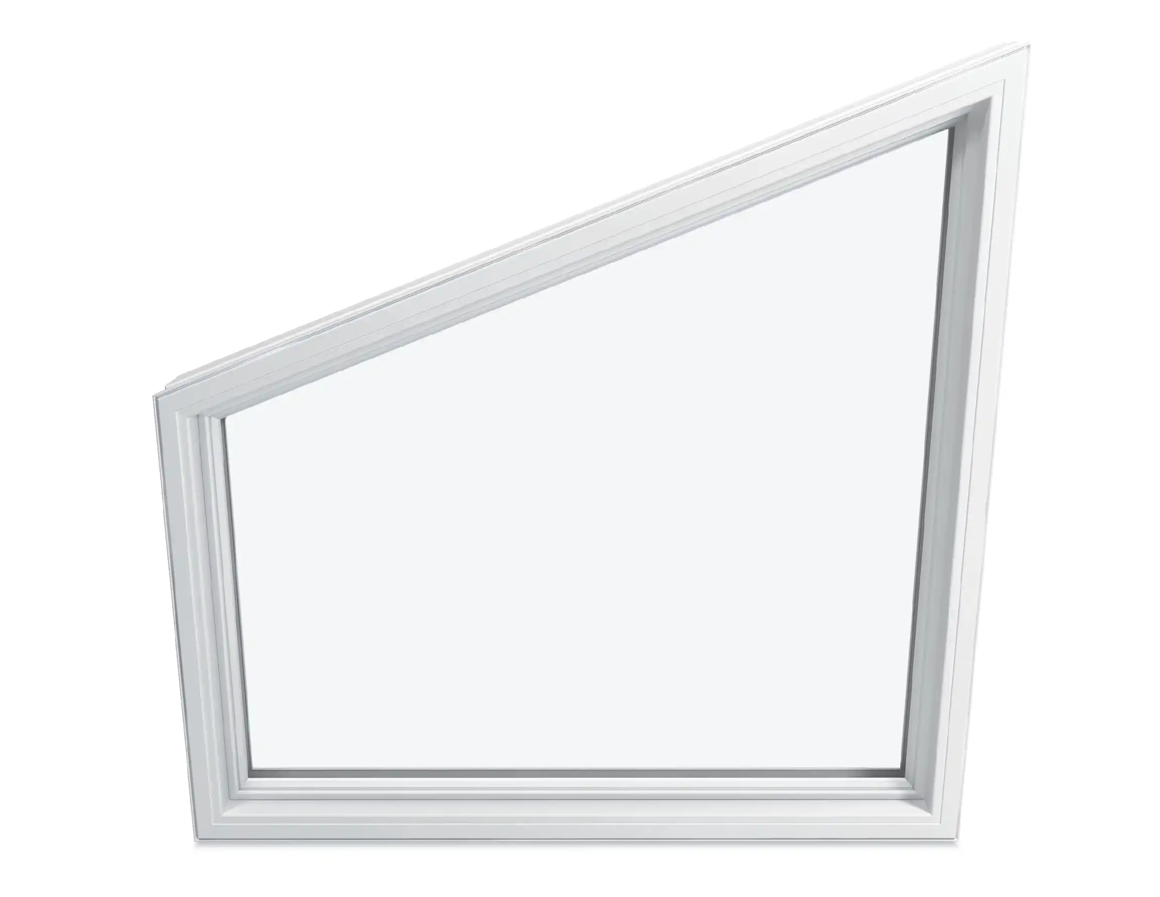 Image of a white Marvin Replacement Trapezoid Special Shape Picture window.