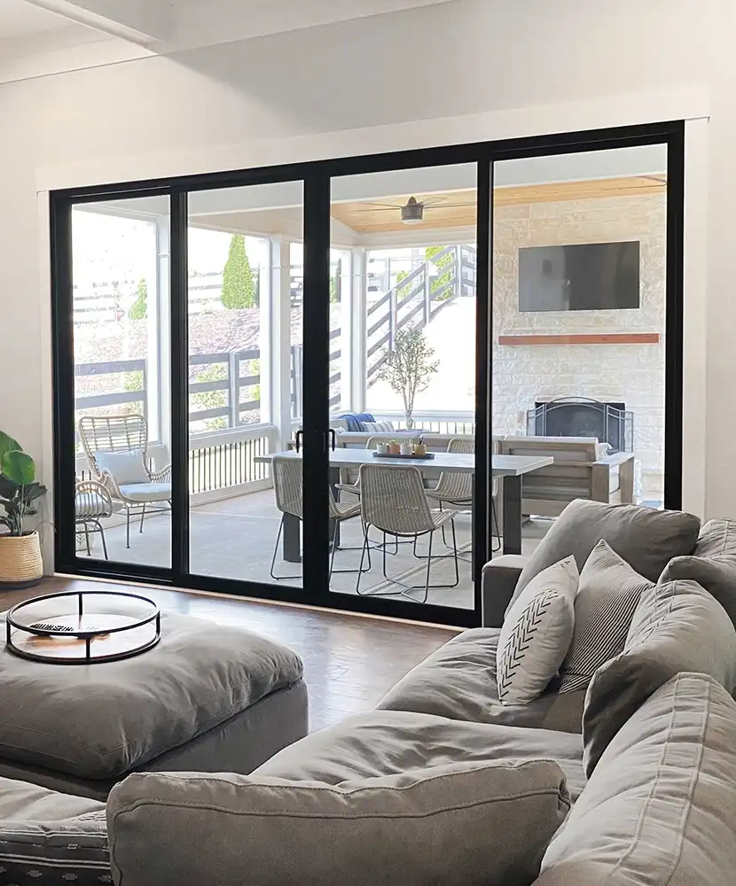 Interior living room image featuring a Sliding Patio Door in Ebony finish