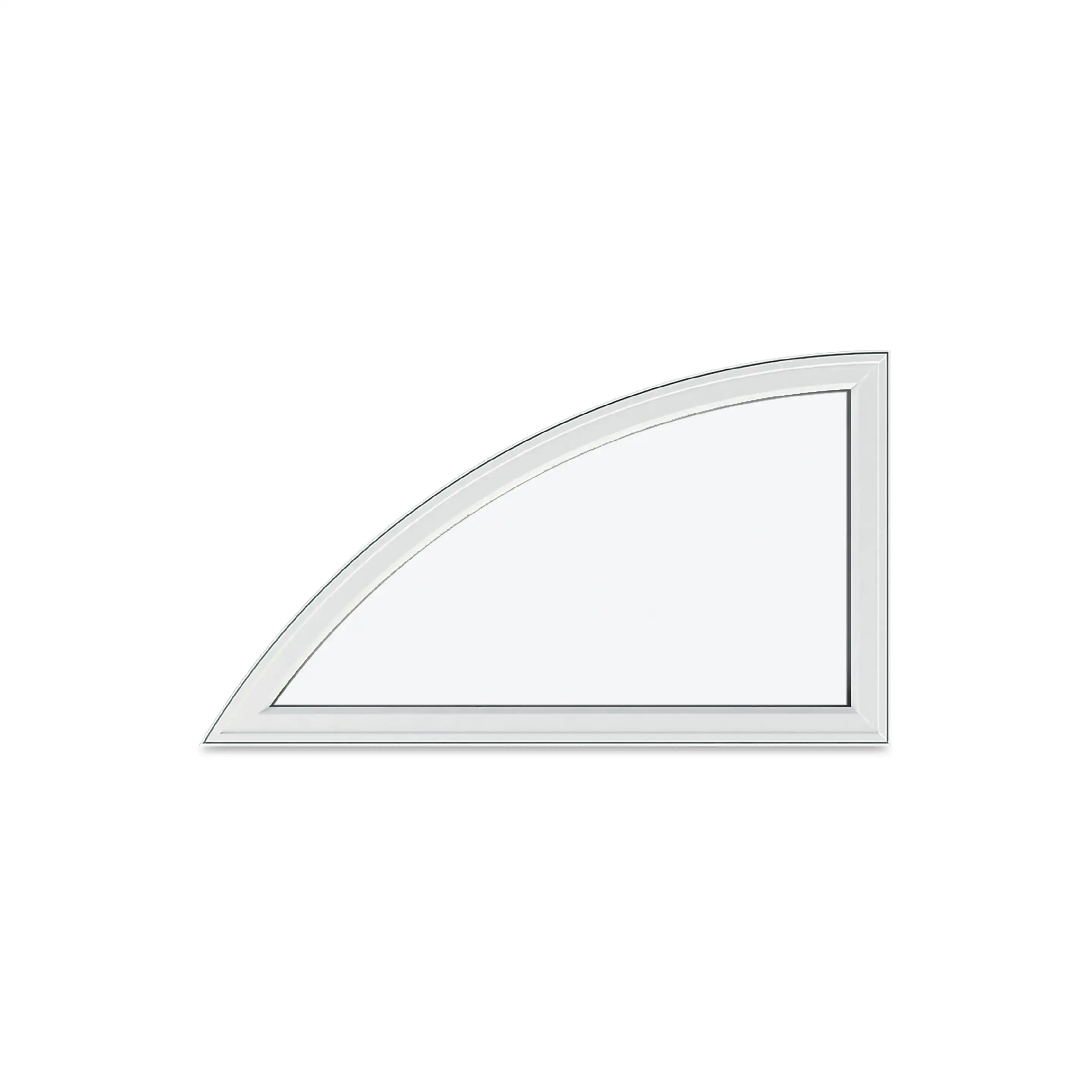 Image of a white Marvin Replacement arch window in a horizontal quarter eyebrow style.
