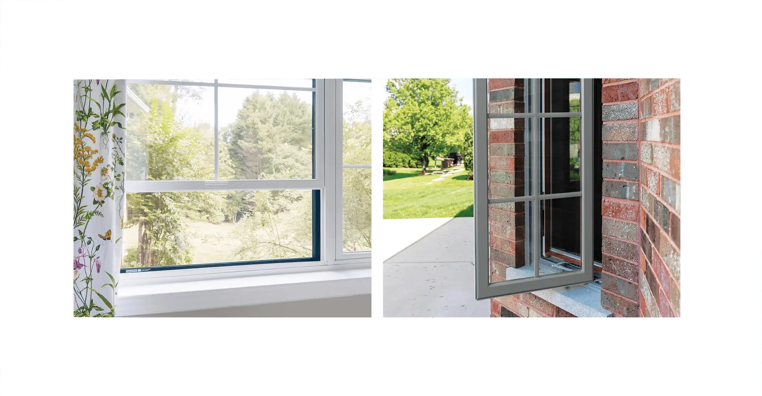 Side by side of a double hung window on the left and a casement on the right