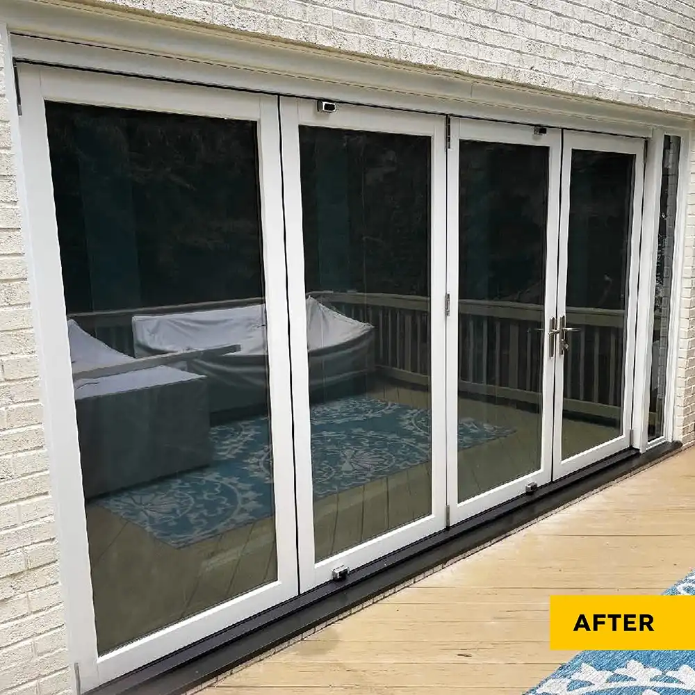 After image of an installed Marvin Replacement bi-fold patio door.