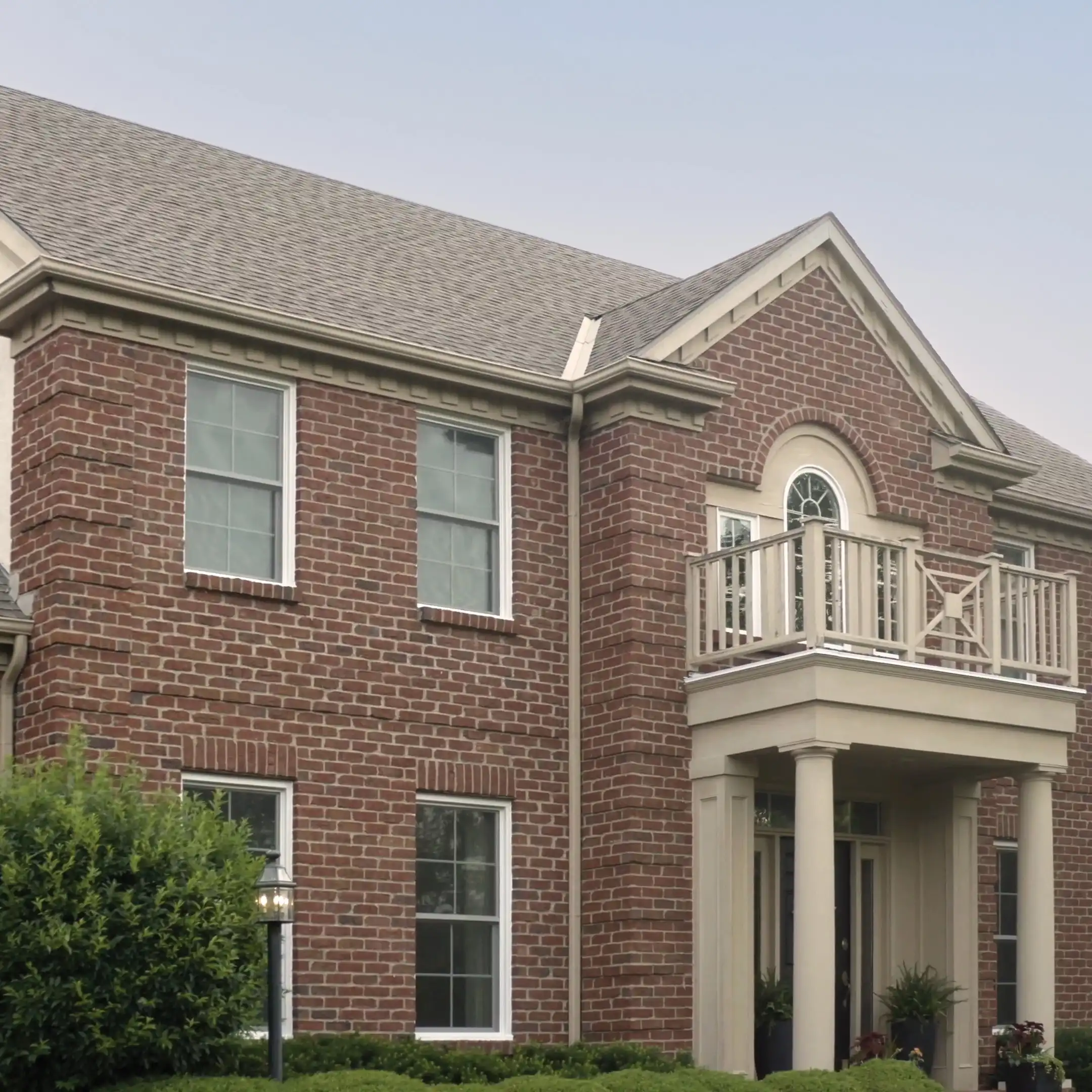 Exterior view of a brick home in Charlotte with Marvin Replacement windows.