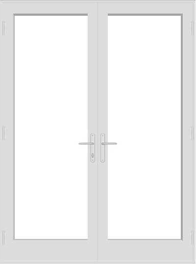 Interior side of a Stone White colored Marvin Replacement Inswing French door.