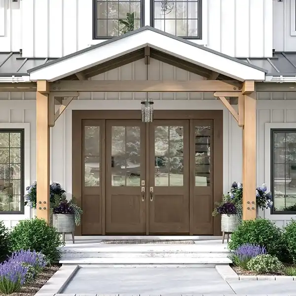 Exterior view of a TruStile Modern Farmhouse style entry door.