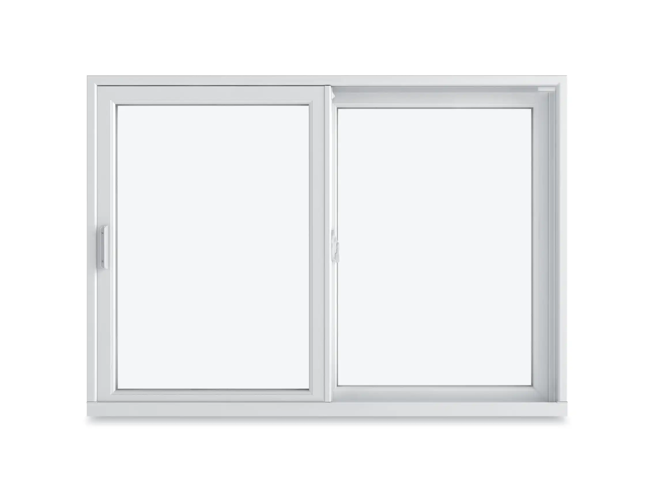 Image of a white Marvin Replacement Slider window with equal sized sash.