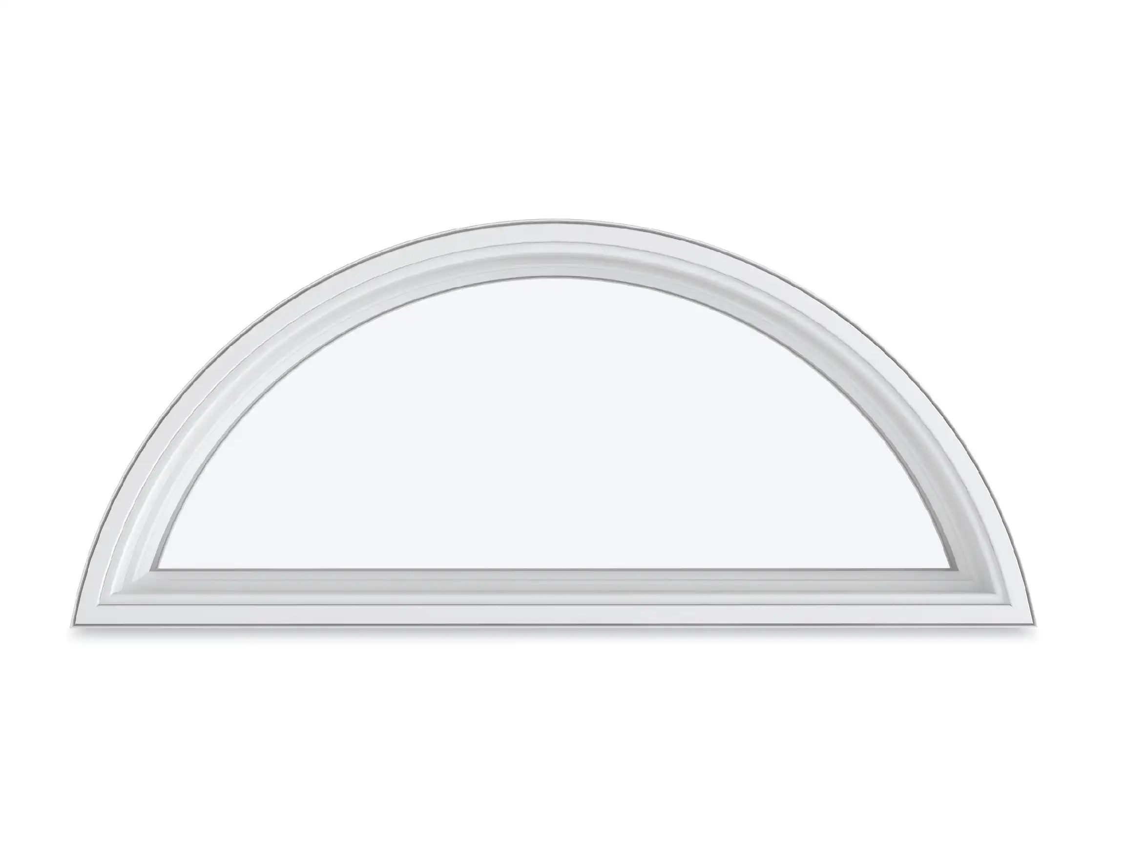 Image of a white Marvin Replacement Round Top window in an Eyebrow style.