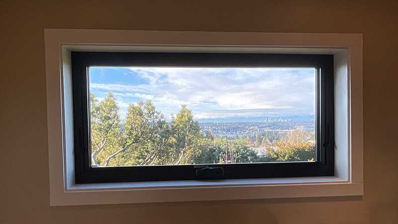 Interior view of a Marvin Replacement Awning window with spectacular view.