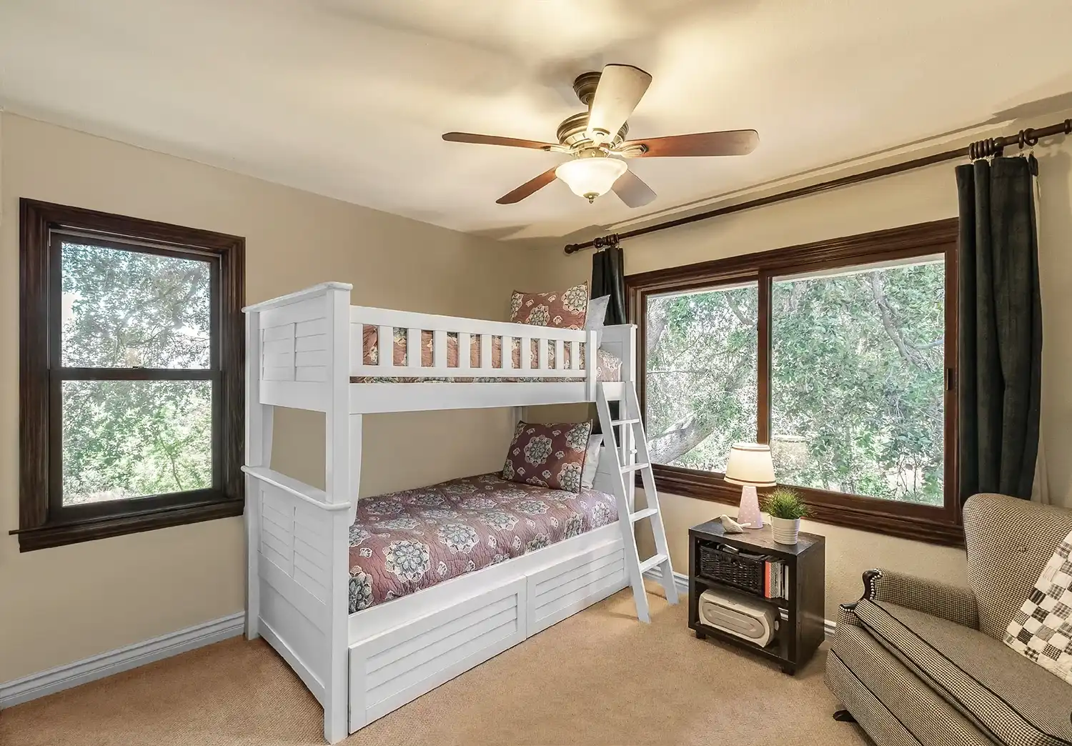 Childrens room with bunkbed featuring Marvin Replacement silder and double hung windows