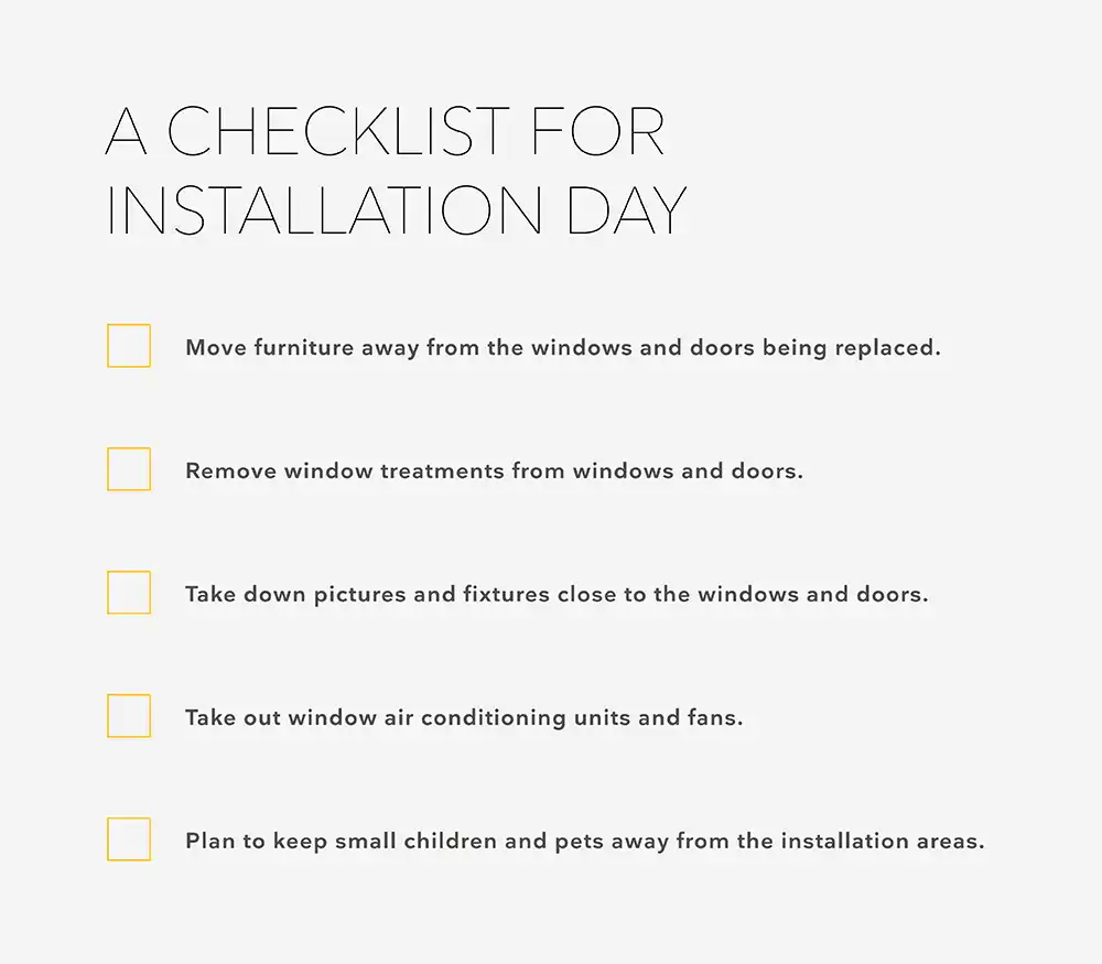 Graphic of a window installation preparation checklist.